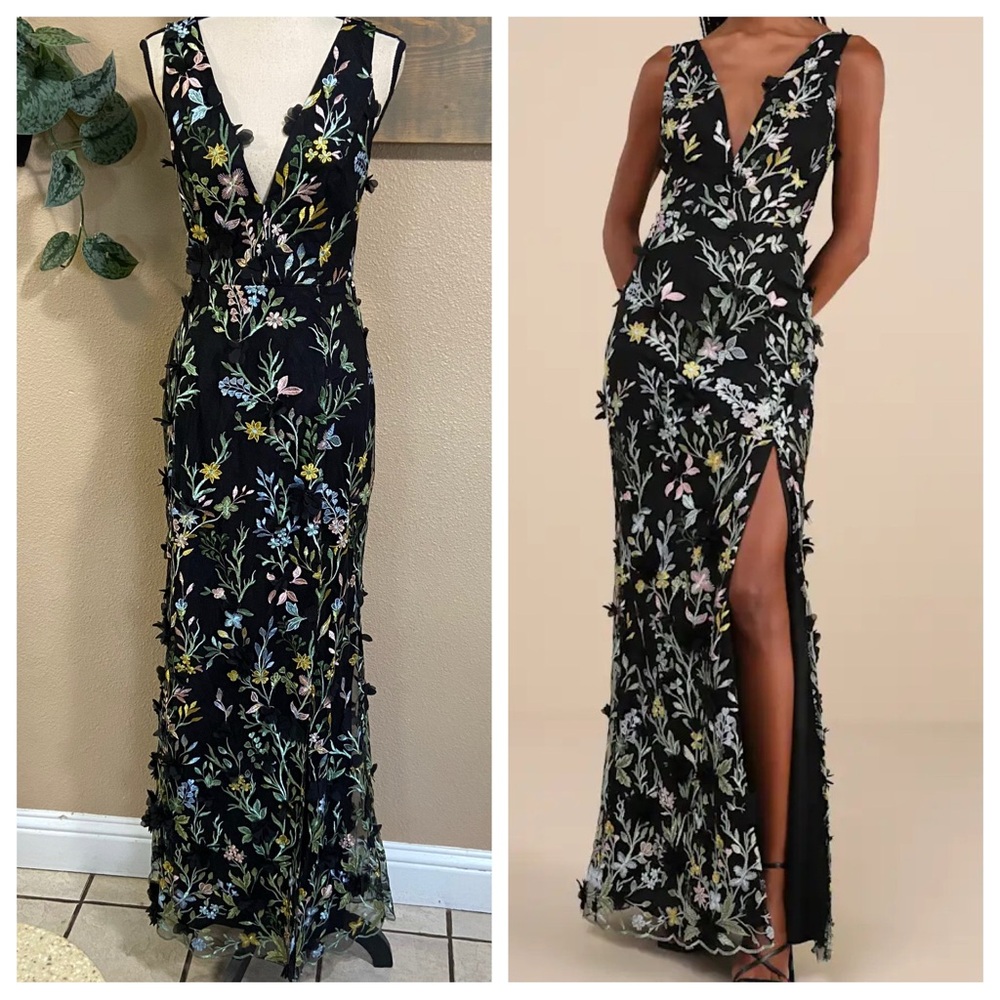 Lulu's Black Floral Maxi Dress